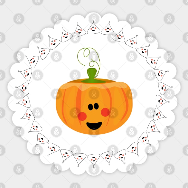 Cute halloween pumpkin Sticker by Cherubic